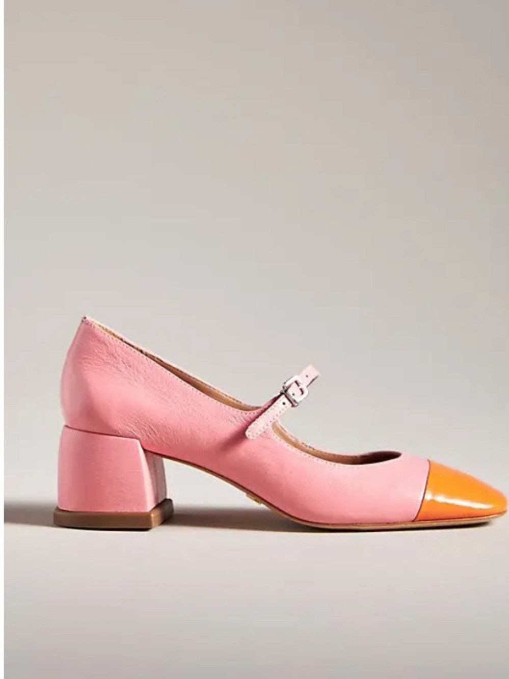 Vicenza Anthropologie Leather Colorblock Versatile Mary Jane Buckle Heels Sz 8 - Picture 3 of 16